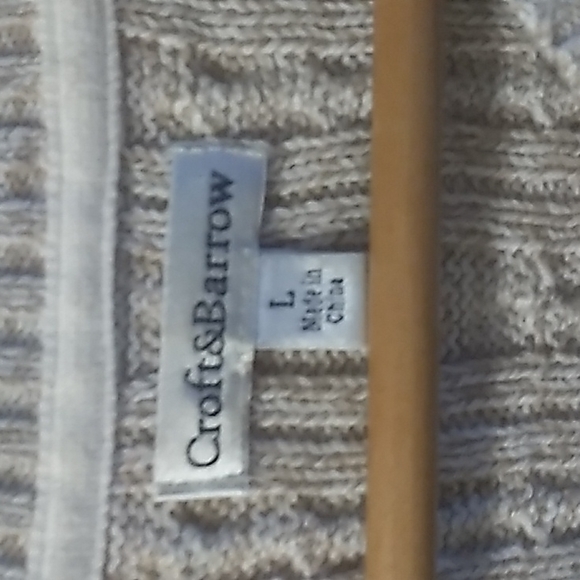 🔴 Croft&Barrow Creme Fisherman's Knot Knit Sweater 100% Cotton Large - Picture 4 of 5